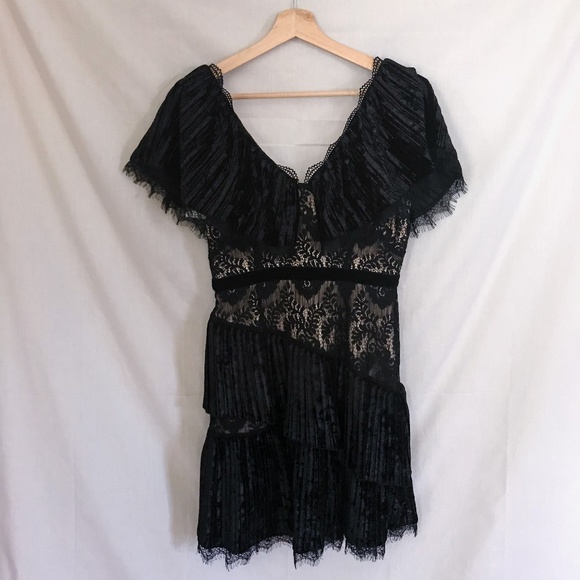 foxiedox Dresses & Skirts - foxiedox // black lace and velvet dress